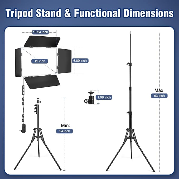 LED Video Lighting Kit with Barn Door, Kewaiaa Bi-Color Studio Lights with - Image 7