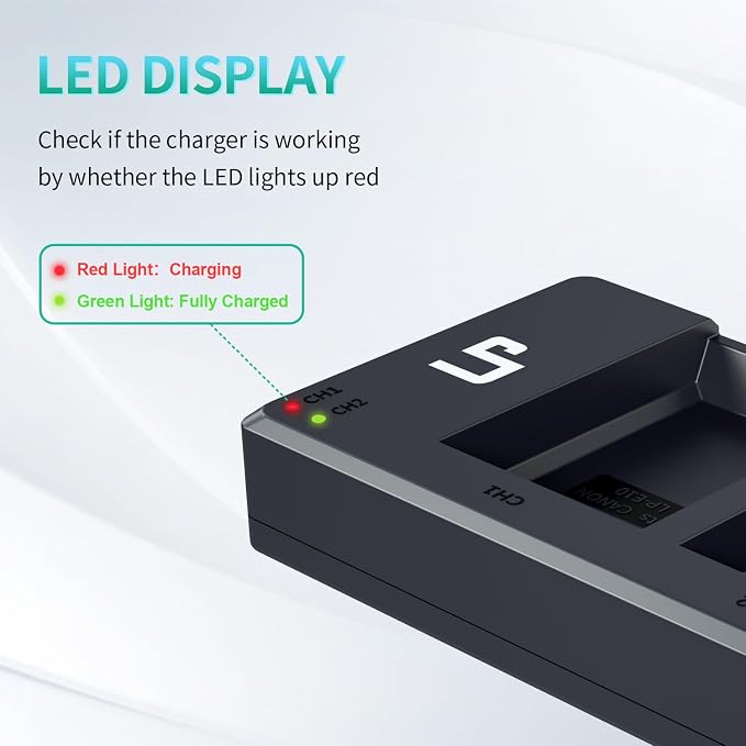 LP LP-E10 Battery Charger Pack, 1600mAh 2-Pack Battery & Dual Slot Charger - Image 4