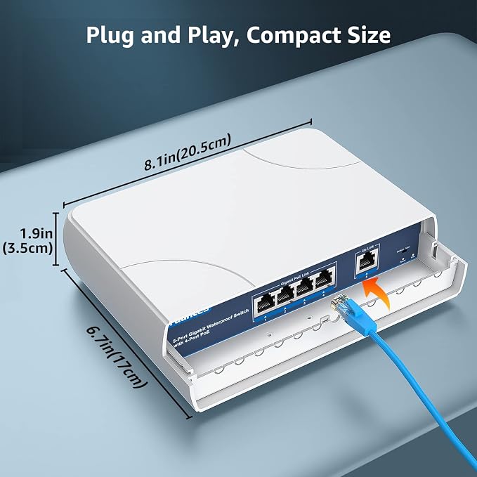 YuanLey 4-Port PoE Switch Gigabit- Waterproof Outdoor Ethernet Unmanaged - Image 7