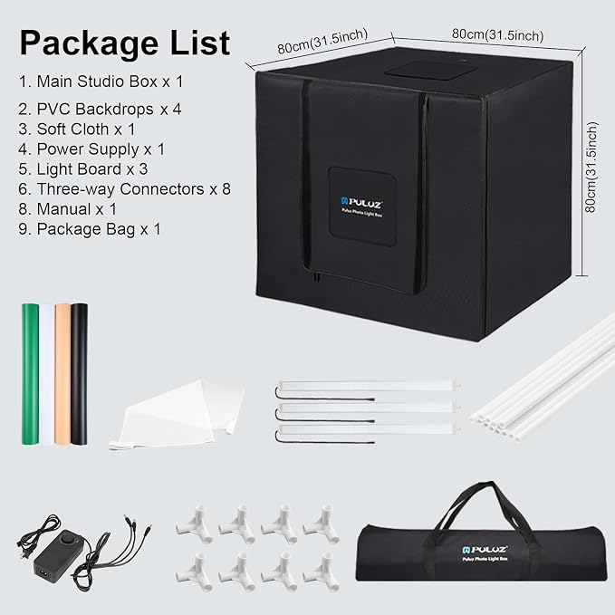 PULUZ 32"x32" Large Photo Studio Light Box, 90W 14000LM High CRI95+ Lighting - Image 9