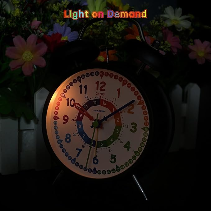 Peakeep Loud Alarm Clock for Kids Learning Telling Time Teaching Clock - Image 6