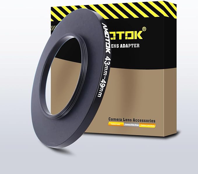 43mm Lens to 49mm Camera Lens Adapter, 43mm to 49mm Filter Step-Up Adapter Ring by AMOTOK
