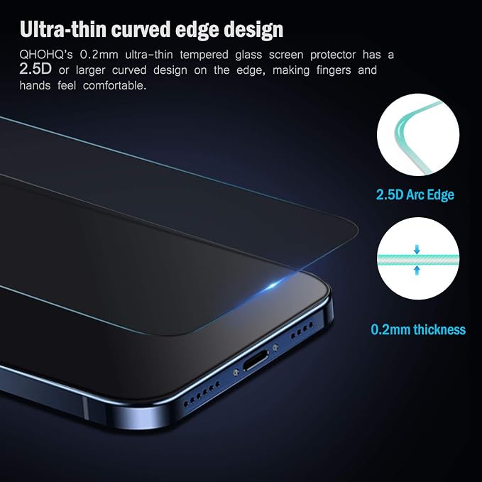 QHOHQ Privacy Screen Protector for iPhone 12 Pro Max 6.7 Inch, Anti-Spy - Image 3