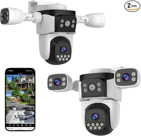 EVERSECU Triple Lens WiFi PTZ Security Camera, Three Cameras in One, Side by EVERSECU