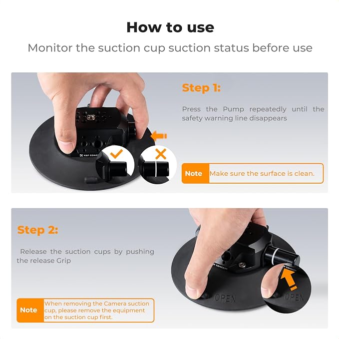 K&F CONCEPT 6" Suction Cup Camera Mount - Image 5