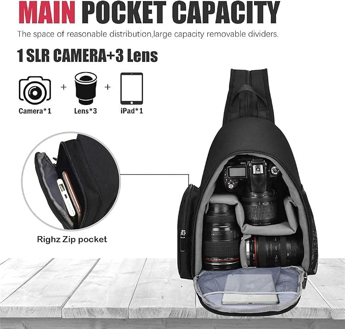 Cwatcun Sling Camera Bag, Camera Shoulder Crossbody Backpack, - Image 4