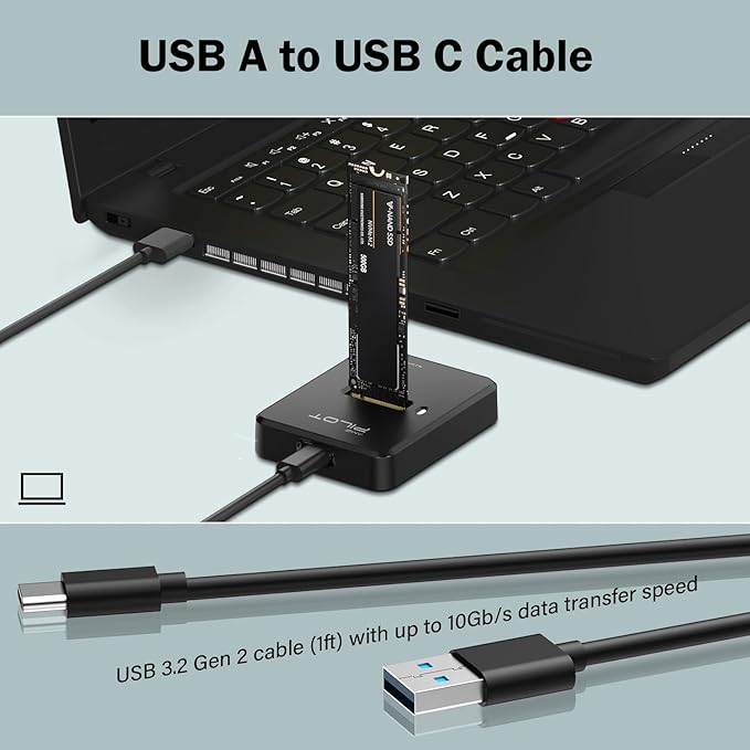 Tool-Free M.2 NVMe & SATA to USB C Docking Station, 10Gbps SSD Reader Adapter - Image 6
