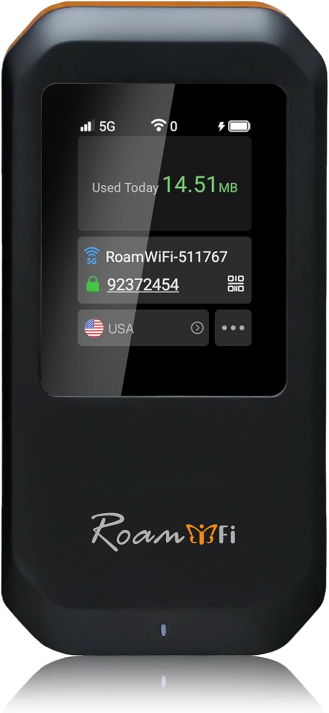 RoamWiFi 5G Mobile Hotspot WiFi6-4nm Chip | 10GB US/CA/MX + 1GB Global Internet by RoamFi