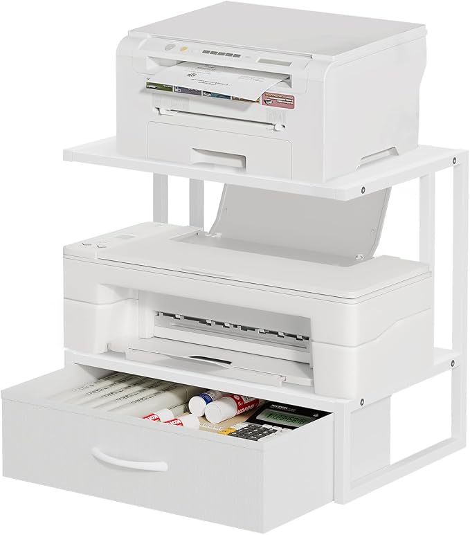 Printer Stand with Storage for Desk, with Fabric Drawer Desktop Printer Stand - Image 8