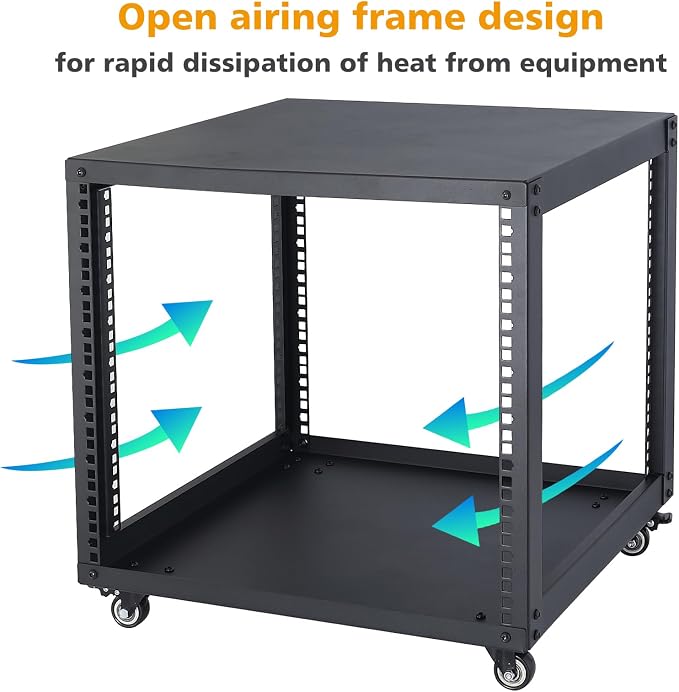 SC02 9U 19" Open Frame Network Server AV Gear Equipment Rack Mobile Storage - Image 4