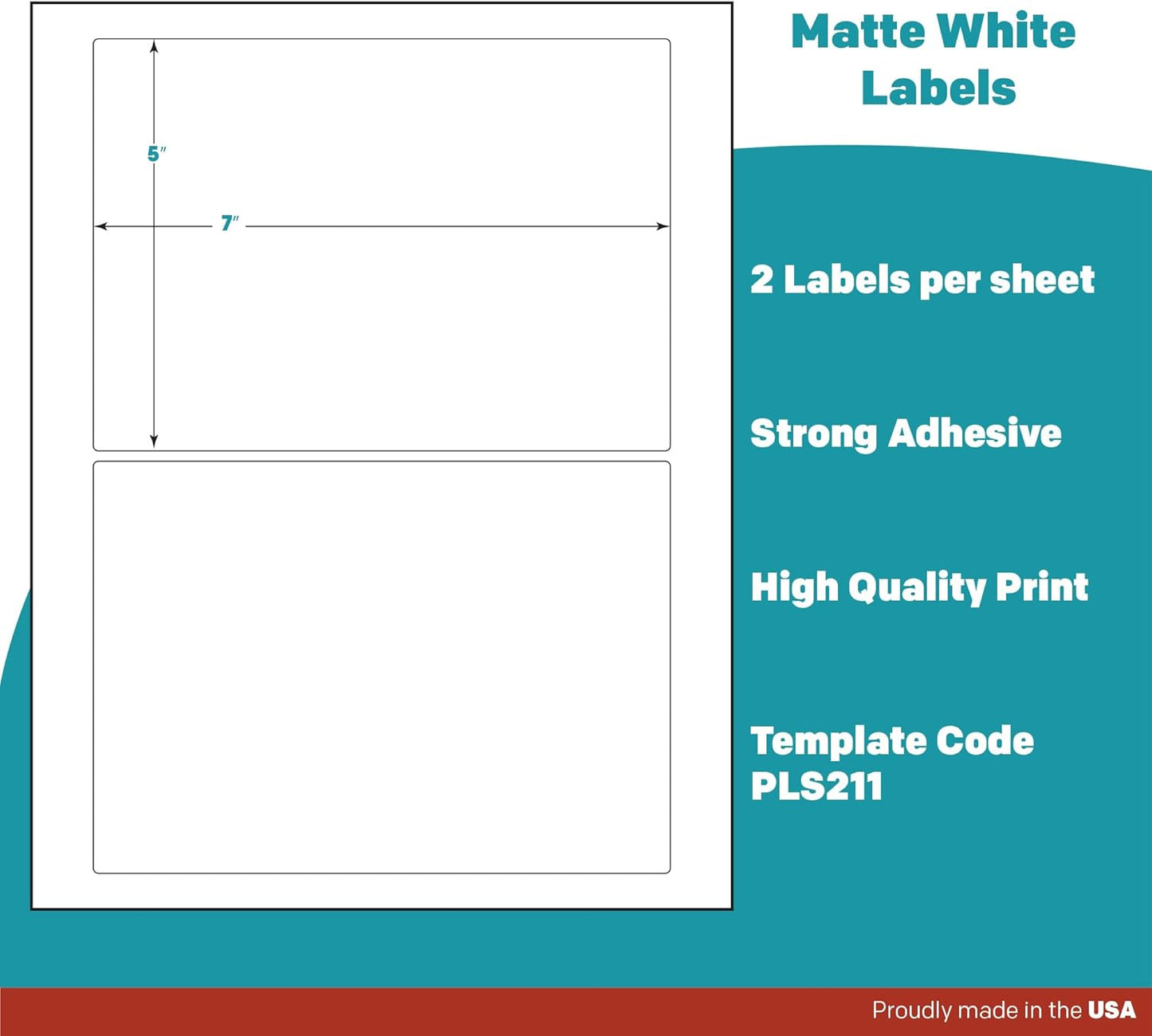 Premium Label Supply White Sticker Shipping Labels – 7" x 5" – Laser/Inkjet Compatible – (2 per Sheet), 2000 Sheets – 4000 Total Adhesive Labels