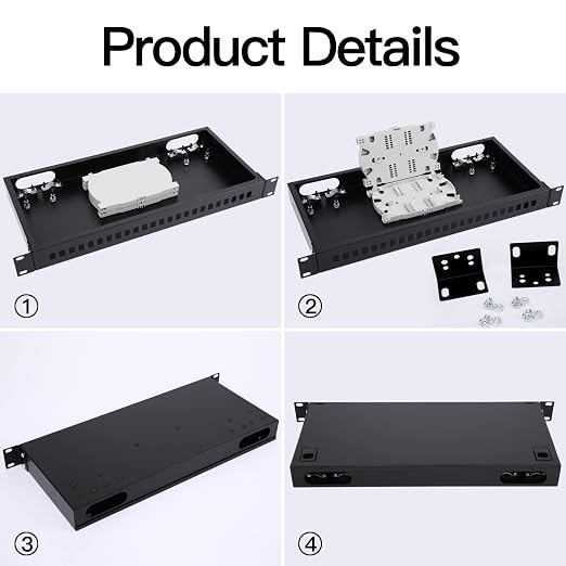19" Rack Mount Enclosure Fiber Optic Box Fits Racks Cabinet 1U LGX Loaded Patch - Image 3