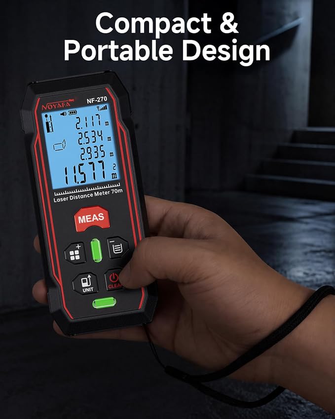 NOYAFA 230Ft Laser Distance Meter, Digital Measuring Tool | Backlit LCD - Image 7