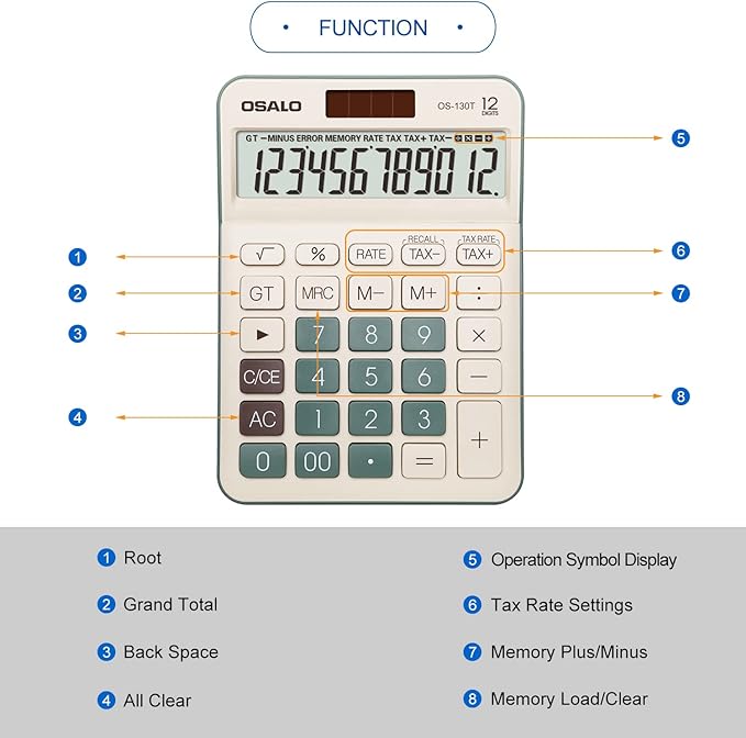 Desktop Calculator Large LCD Display 12 Digit Number Big Button Tax Financial - Image 5