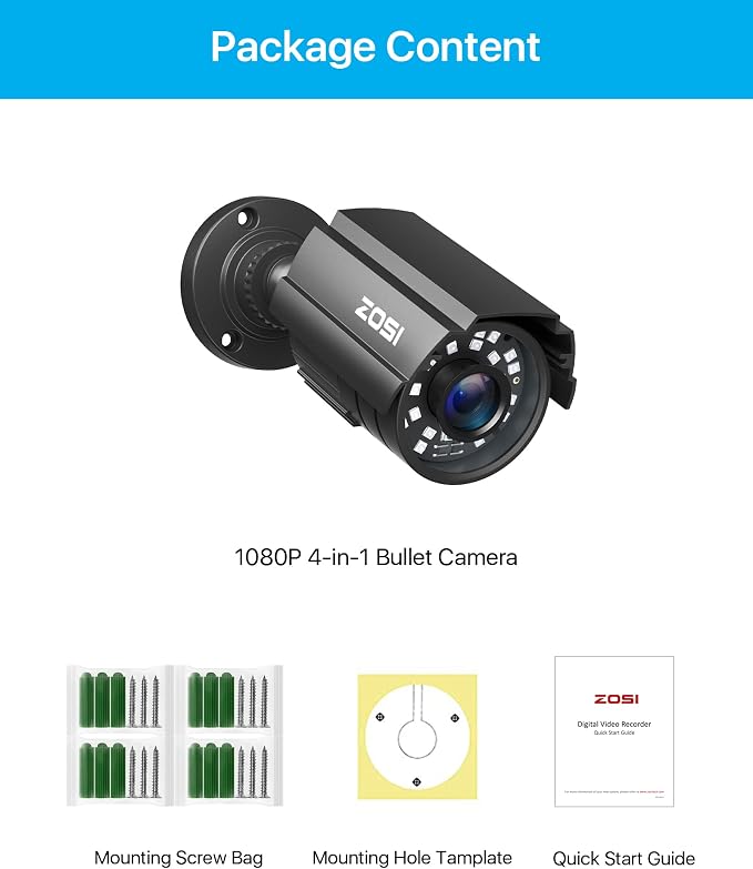 ZOSI 1080P CCTV Camera Outdoor Indoor Hybrid 4 in 1 HD TVI/CVI/AHD/CVBS Home - Image 9