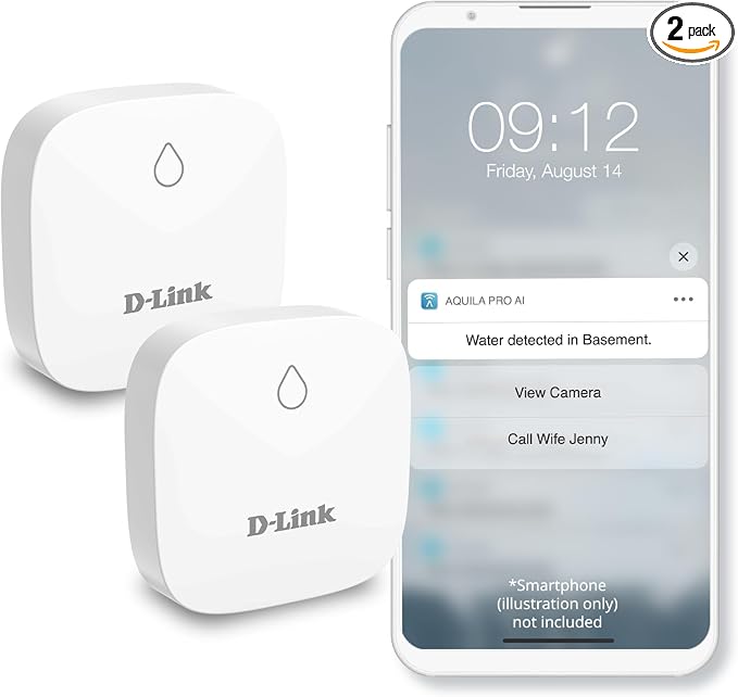D-Link Add-on Remote Battery-Powered Water Leak Sensing Pod, Long-Range by D-Link