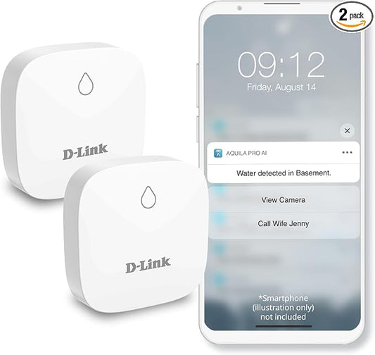 D-Link Add-on Remote Battery-Powered Water Leak Sensing Pod, Long-Range by D-Link