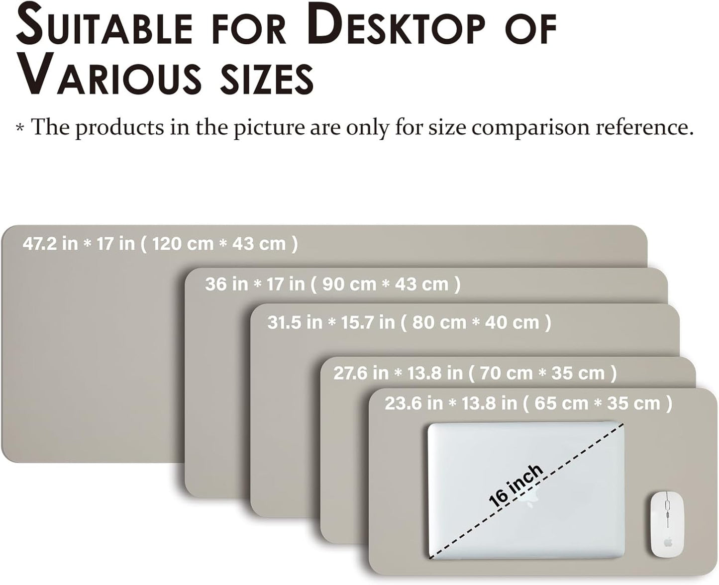 HOMIEAZICOZI Leather Desk Mat - Non-Slip PU Pad for Office and Home Organization Accessories Ideal Large Mouse Mats on Top of Desks (Light Gray,31.5''x 15.7'') (DPD-LGr-M)