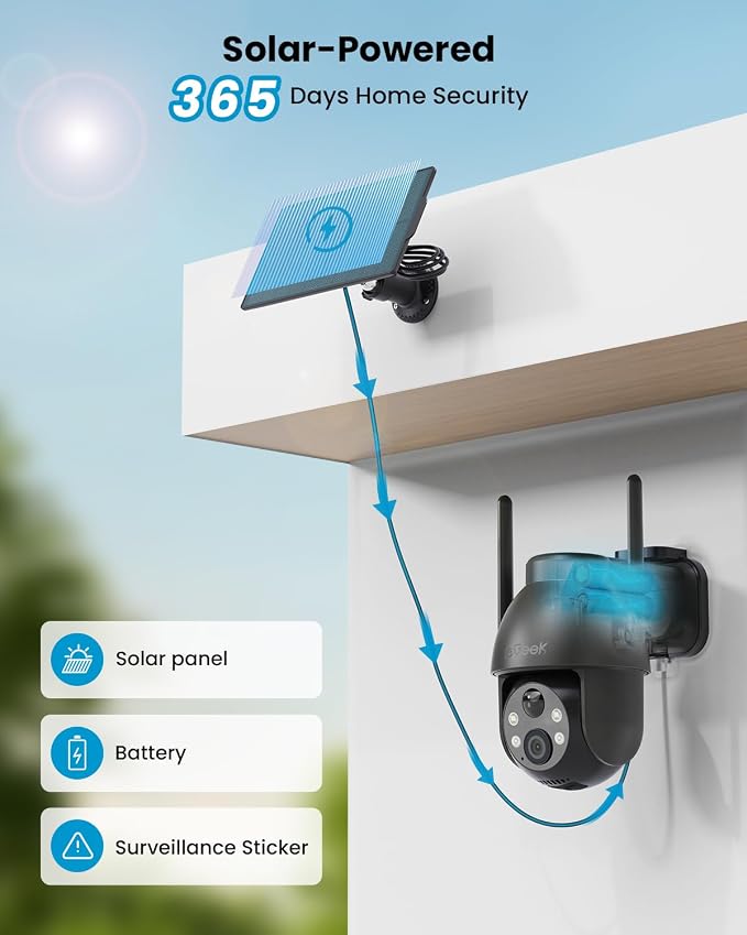 ieGeek Solar Camera Outdoor Wireless, 2K WiFi Outside Cameras - Image 3
