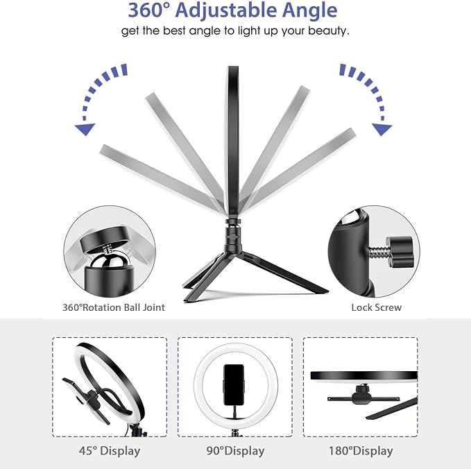 Ring Light with Stand OEBLD Dimmable Desk Selfie Ring Light with Phone Holder - Image 5