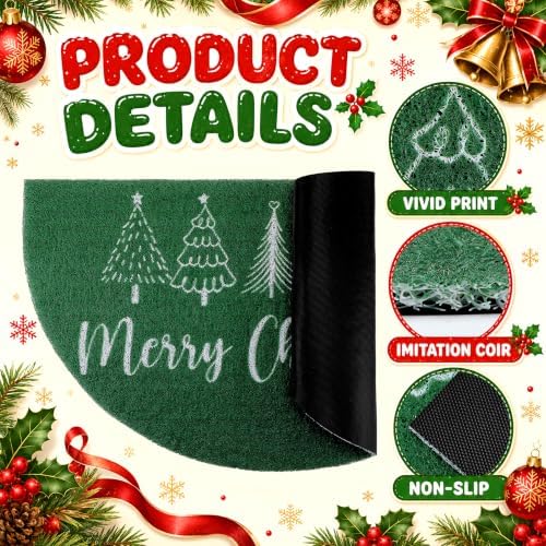 Tinideya Merry Christmas Door Mat Half Moon Front Entry Rug - Image 3