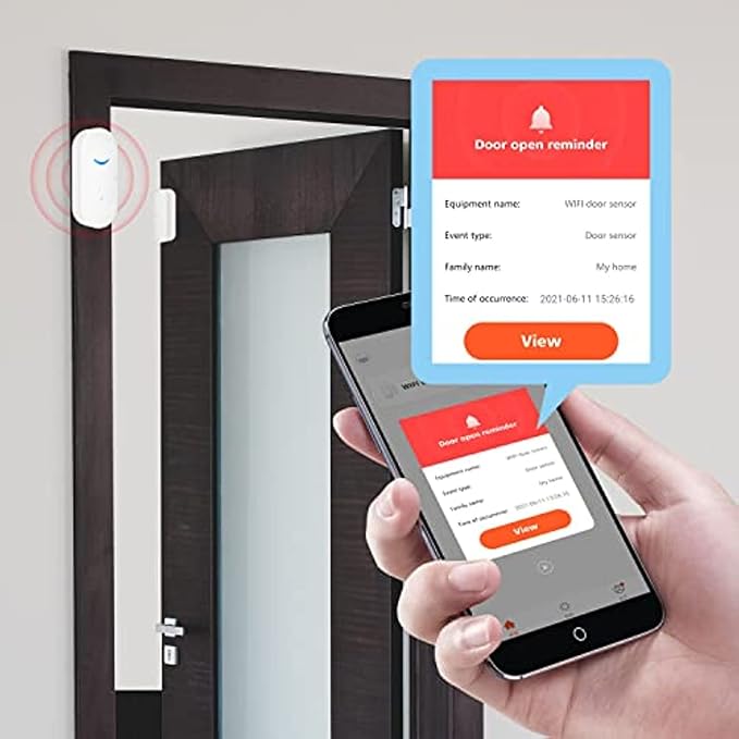 4-Pack Smart Door/Window Sensor: WiFi Alarm, Wireless Alerts, Compatible - Image 2