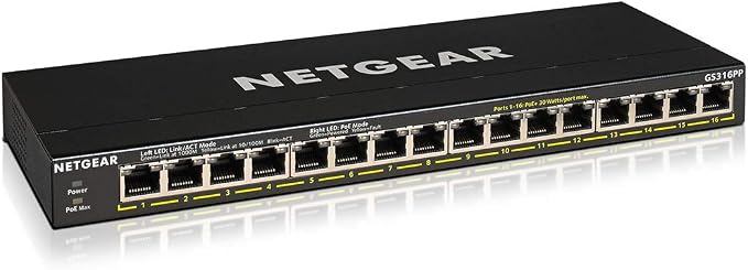 NETGEAR 16 Port PoE+ Gigabit Switch – Unmanaged Essentials Ethernet Switch by NETGEAR