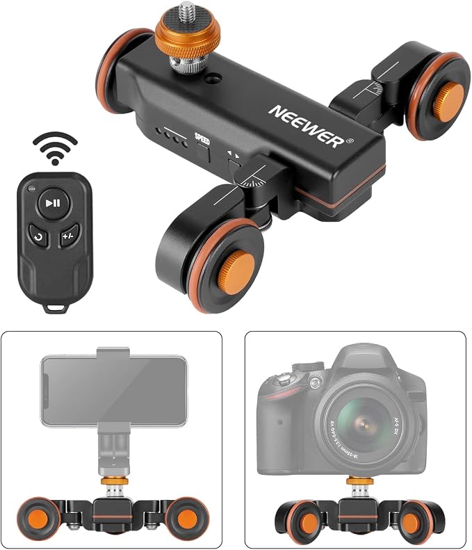 Neewer 3 Wheels Wireless Video Camera Dolly, 3 Speed Motorized Electric Track by Neewer