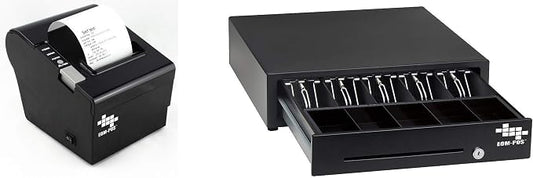 Heavy Duty Cash Register Drawer + Thermal Receipt Printer -for Windows Systems by EOM-POS