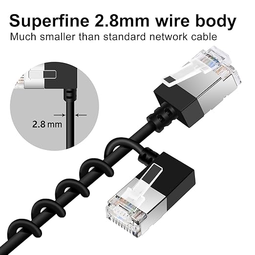 Ultra Slim 90° Degree Cat 6A Ethernet Cable Left Angled 1.6 Feet 2Pack - Image 6