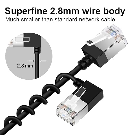 Ultra Slim 90° Degree Cat 6A Ethernet Cable Left Angled 25 Feet 2Pack, 10Gbps - Image 6