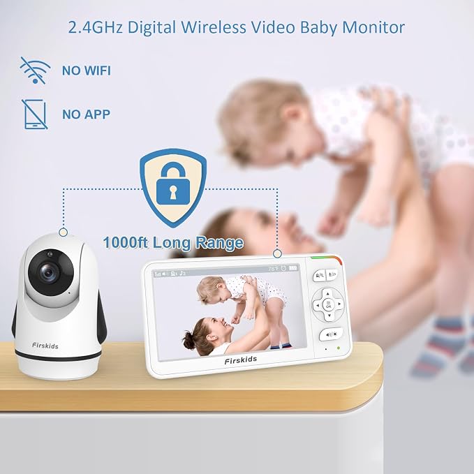 5" Baby Monitor with Camera and Audio, No WiFi Travel Baby Monitor, Pan Tilt - Image 4