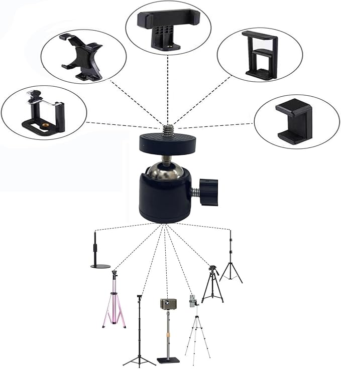 Universal 1/4" Swivel Mini Ball Head Tripod Mount 360 Degree Rotating Adapter - Image 6