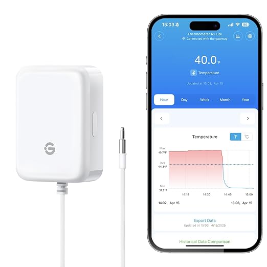 GoveeLife Refrigerator Freezer Thermometer 1 Pack, Smart APP Alerts by GoveeLife