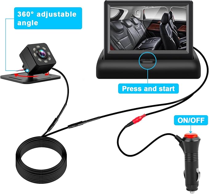Baby Car Mirror with 4.3'' HD Night Vision Function Display, Safety Car Seat - Image 3