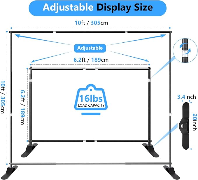 SLOW DOLPHIN Photo Backdrop Banner Stand 10 x 10 Ft Photography Background Stand - Image 2
