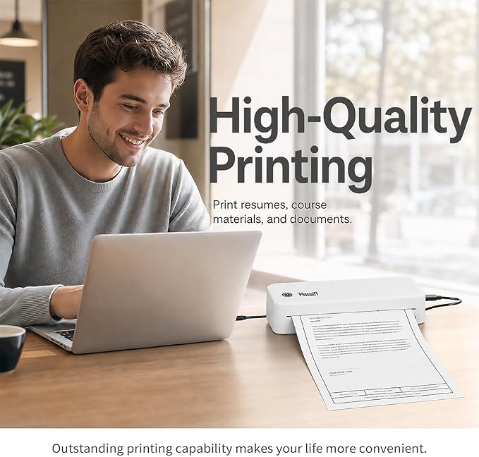 Portable Thermal Printer for Laptop, Inkless Bluetooth Printer Support 8.5" X - Image 2