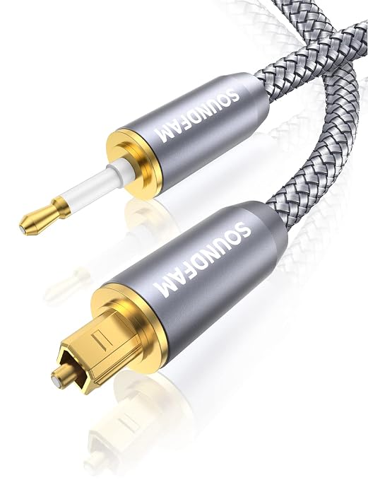 Toslink to Mini Toslink Cable Optical Audio Cable by SOUNDFAM