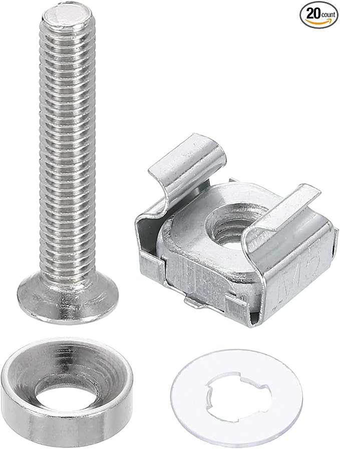 PATIKIL Rack Mount Cage Nut, Carbon Steel Rack Screws Zinc Square Snap-in Cage by PATIKIL