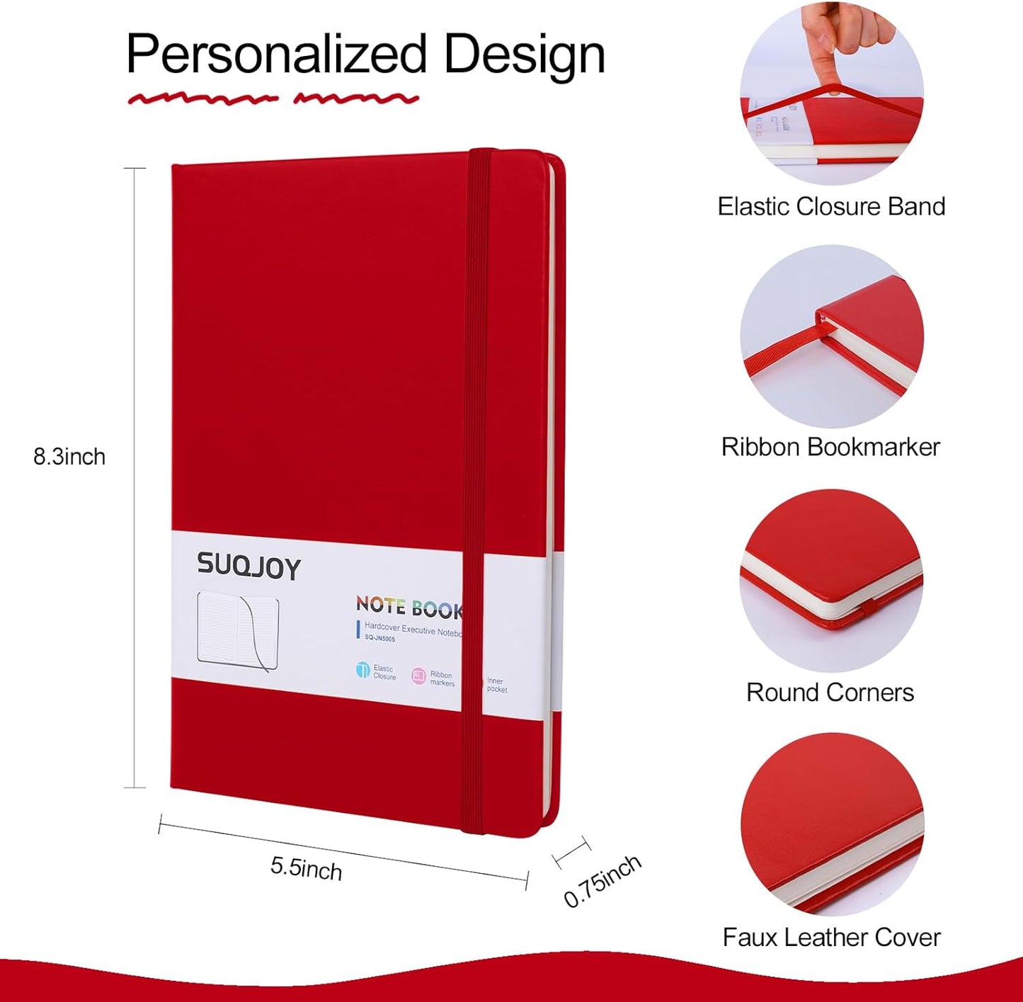 Lined Journal Notebooks for Writing, 100 GSM Thick Paper, 8 Pack Hardcover Notebooks, A5 College Ruled Notebook, Journaling Notebook for School/Travel/Office (8 Assorted Colors)