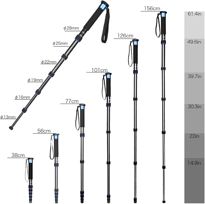 Koolehaoda 6-Section Monopod Compact Portable Photography Aluminum Alloy Unipod - Image 3