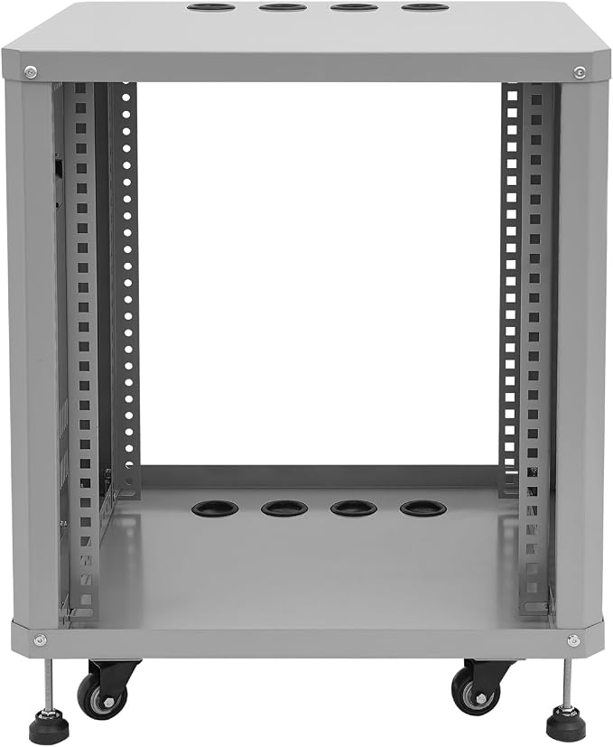12U Stereo & Studio Rack with Wheels, Open Frame Audio Rack Cabinet, Rolling - Image 3