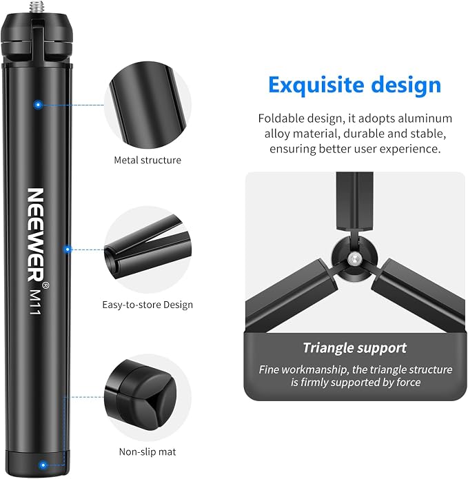 NEEWER Mini Metal Tripod, Table Stand, Desktop Compact Tripod Compatible - Image 4