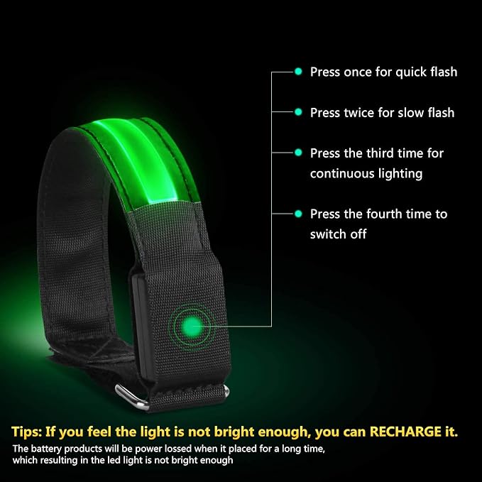 2 Pack Rechargeable LED Reflective Armband, High Brightness High Visibility - Image 3