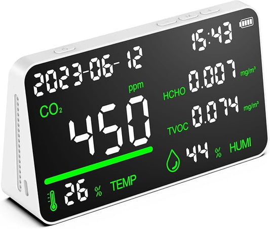 CIS 7-in-1 Air Quality Monitor, Indoor Humidity Monitor, Temperature, Date by Unknown