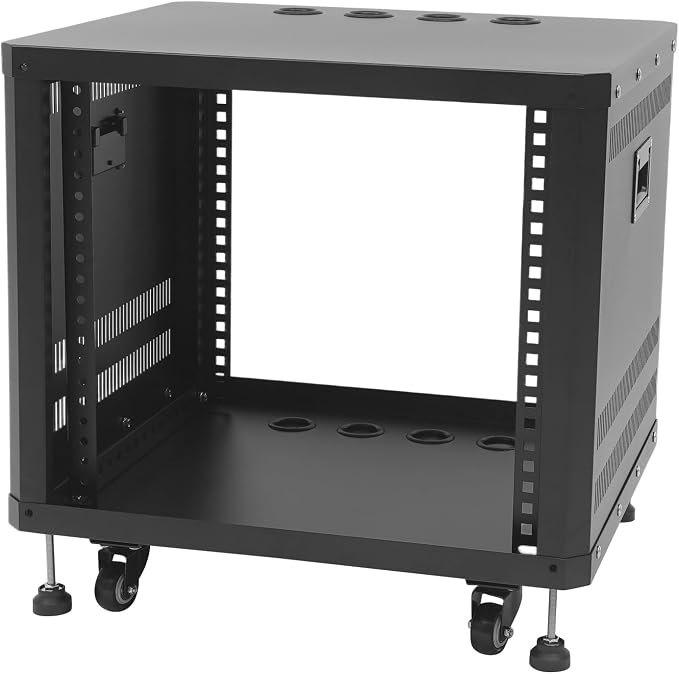 9U Stereo & Studio Rack with Wheels, Open Frame Audio Rack Cabinet, Rolling - Image 7