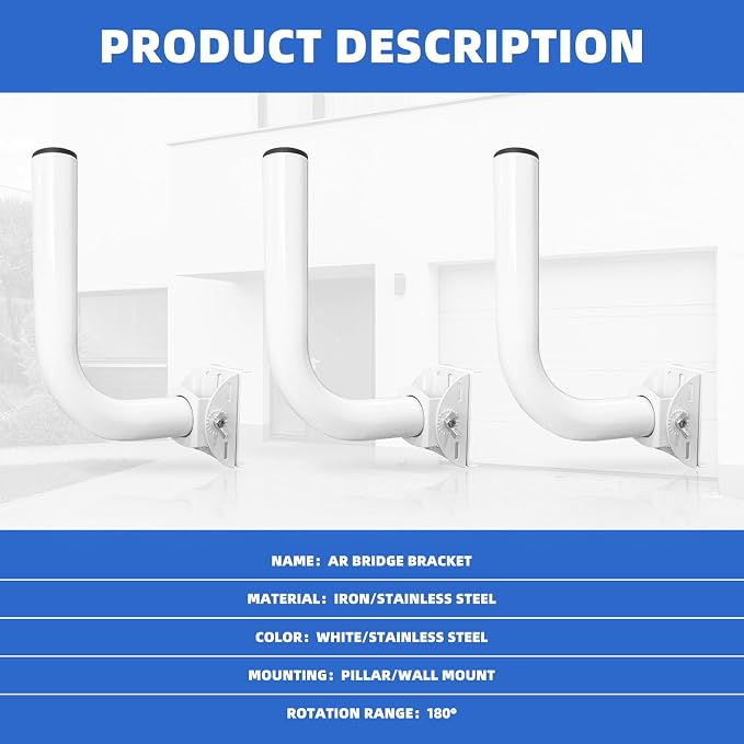 Universal Wireless Bridge Bracket Mount, 3 Pack J Pole Mounts, Adjustable Pole - Image 7