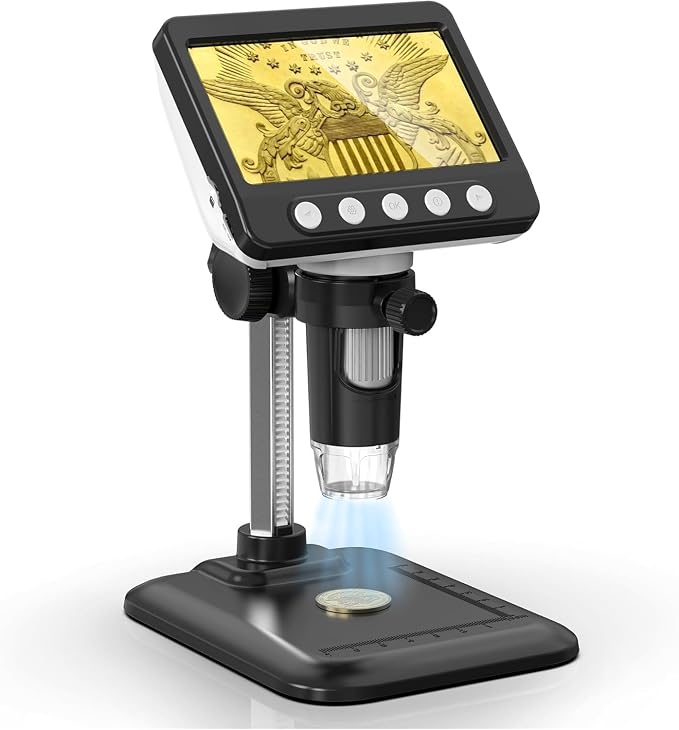 Coin Microscope, 4.3" LCD USB Digital Microscope 1000X Coin Magnifier by DigitalMicroscope