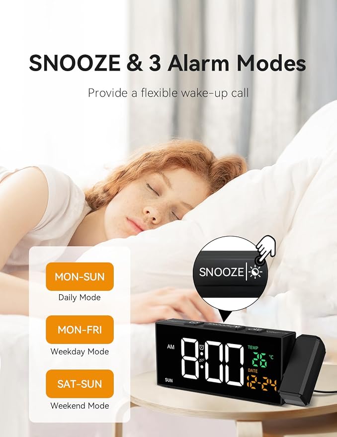 Netzu Projection Clock for Bedroom Ceiling, Alarm Clocks - Image 5