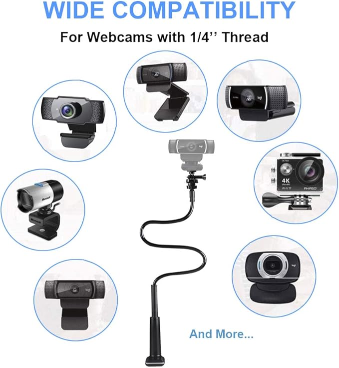 30 Inch Webcam Stand Camera Mount, Upgraded Thick Base Flexible Gooseneck - Image 5